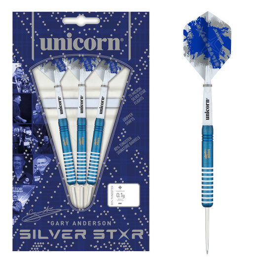 Unicorn Silver Star Blue Gary Anderson Steel Darts